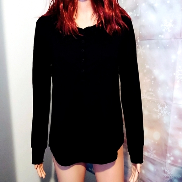 STARS ABOVE BLACK HENLEY SLEEP SHIRT WOMEN'S SIZE M - Picture 1 of 7